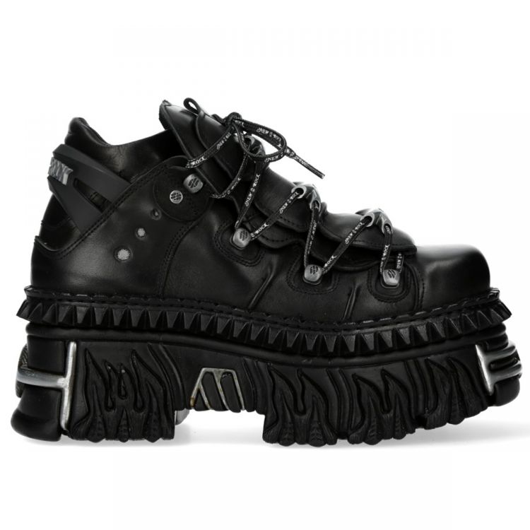 Chaussures Plateformes New Rock Tank en Cuir Noir