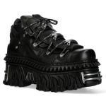 Chaussures Plateformes New Rock Tank en Cuir Noir