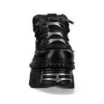 Chaussures Plateformes New Rock Tank en Cuir Noir