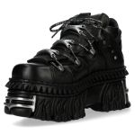 Chaussures Plateformes New Rock Tank en Cuir Noir