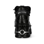 Black Leather New Rock Tank Platform Shoes