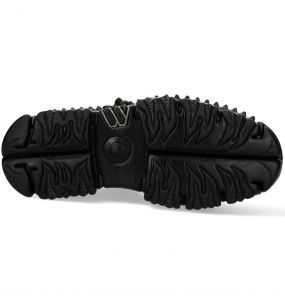 Black Leather New Rock Tank Platform Shoes