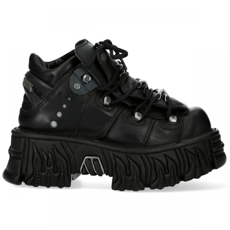 Chaussures Plateformes New Rock Fire en Cuir Noir