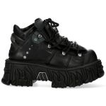 Chaussures Plateformes New Rock Fire en Cuir Noir