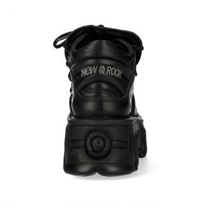 Chaussures Plateformes New Rock Fire en Cuir Noir