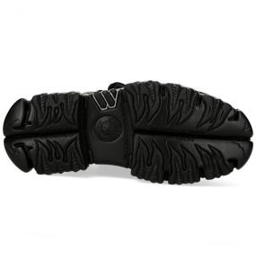 Chaussures Plateformes New Rock Fire en Cuir Noir