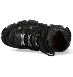 Chaussures Plateformes New Rock Fire en Cuir Noir