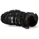 Black Leather New Rock Fire Platform Shoes