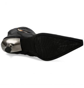 Bottes New Rock Malicia en Cuir Nomada Noir et Pulik Feu