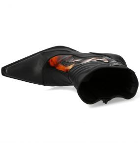 Bottes New Rock Malicia en Cuir Nomada Noir et Pulik Feu