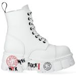 Bottines New Rock Metallic Imprimées en Cuir Vegan Blanc