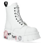 White New Rock Metallic Printed Vegan Leather Ankle Boots