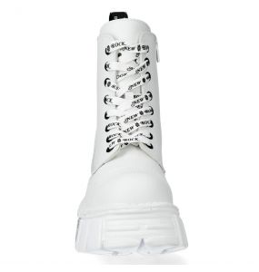 White New Rock Metallic Printed Vegan Leather Ankle Boots