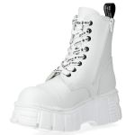 White New Rock Metallic Printed Vegan Leather Ankle Boots