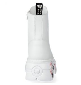 Bottines New Rock Metallic Imprimées en Cuir Vegan Blanc