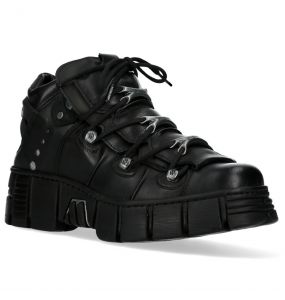 Chaussures Plateformes New Rock Wall en Cuir Noir