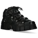 Chaussures Plateformes New Rock Wall en Cuir Noir