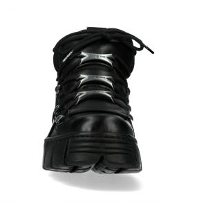 Black Leather New Rock Wall Platform Shoes