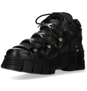 Chaussures Plateformes New Rock Wall en Cuir Noir
