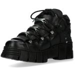 Black Leather New Rock Wall Platform Shoes