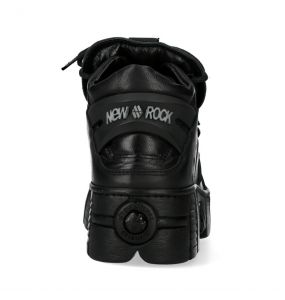 Black Leather New Rock Wall Platform Shoes