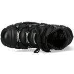 Black Leather New Rock Wall Platform Shoes