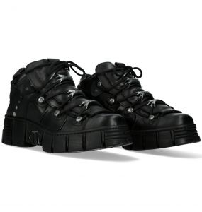 Chaussures Plateformes New Rock Wall en Cuir Noir