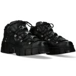 Black Leather New Rock Wall Platform Shoes