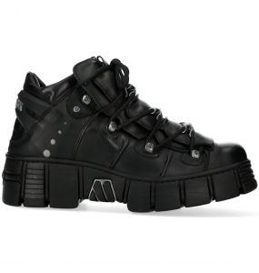Chaussures Plateformes New Rock Wall en Cuir Noir