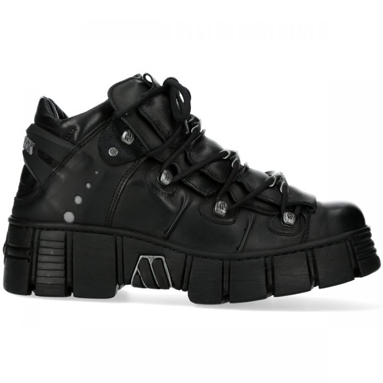 Black Leather New Rock Wall Platform Shoes