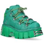 New Rock Metallic Monochrome Green Shoes