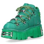 New Rock Metallic Monochrome Green Shoes