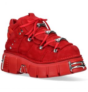 Chaussures New Rock Metallic Monochromes en Nubuck Rouge
