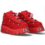 Chaussures New Rock Metallic Monochromes en Nubuck Rouge