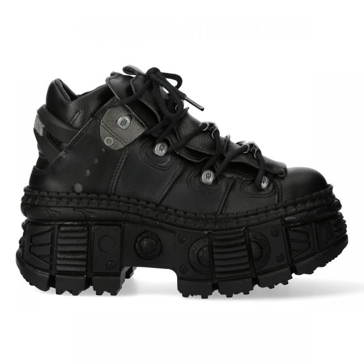 Chaussures New Rock Tank Power en Cuir Vegan Noir