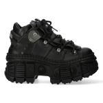 Black Vegan Leather New Rock Tank Power Shoes