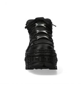 Black Vegan Leather New Rock Tank Power Shoes