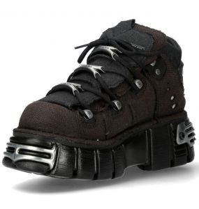 Brown Canvas New Rock Metallic Shoes