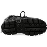 Chaussures New Rock Metallic en Cuir Noir avec Chaînes