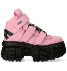 Pink and Black New Rock Tank Platform Shoes