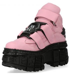 Pink and Black New Rock Tank Platform Shoes