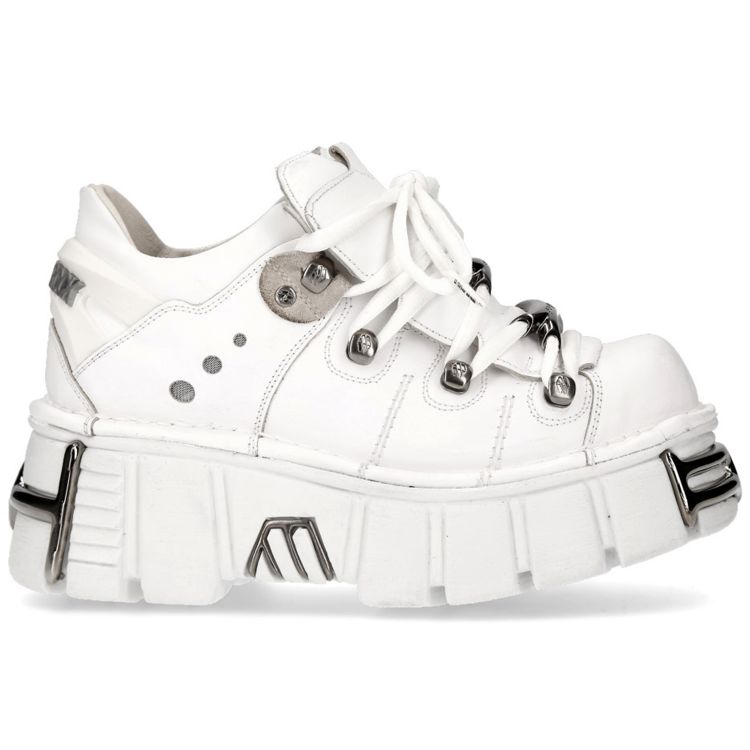 Chaussures Plateforme New Rock Metallic en Cuir Napa Blanc