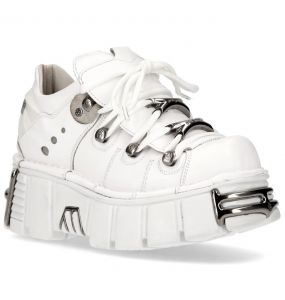 Chaussures Plateforme New Rock Metallic en Cuir Napa Blanc