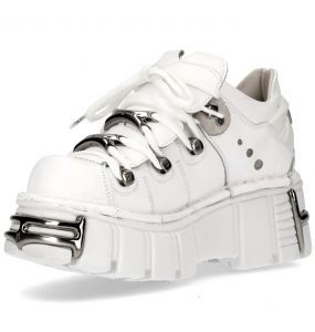 Chaussures Plateforme New Rock Metallic en Cuir Napa Blanc