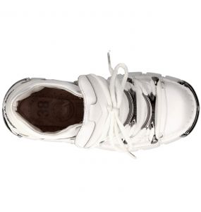 Chaussures Plateforme New Rock Metallic en Cuir Napa Blanc