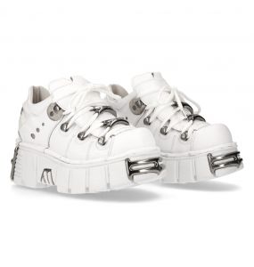 Chaussures Plateforme New Rock Metallic en Cuir Napa Blanc