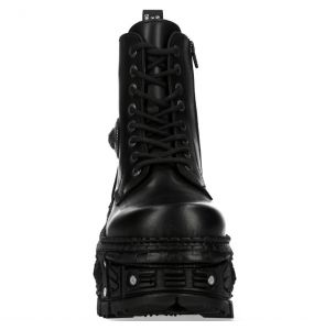 Bottines Plateformes New Rock Tank en Cuir Itali Noir