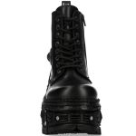 Black Itali Leather New Rock Tank Platform Ankle Boots