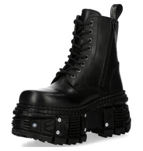 Bottines Plateformes New Rock Tank en Cuir Itali Noir
