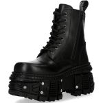 Black Itali Leather New Rock Tank Platform Ankle Boots